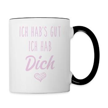 Ich hab's gut ich hab Dich - Liebe Geschenk Love - Tasse zweifarbig - Weiß/Schwarz - Rechts