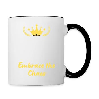 "Keep Calm and Embrace the Chaos" - Audacity and fun - Contrasting Mug - white/black - Right