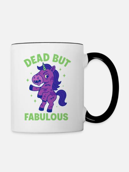 Buntes Einhorn mit Spruch - Tasse zweifarbig - Weiß/Schwarz