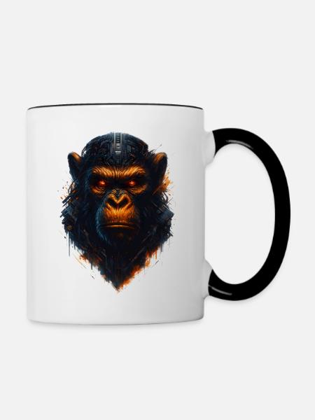 Cyberpunk Affe - Tasse zweifarbig - Weiß/Schwarz