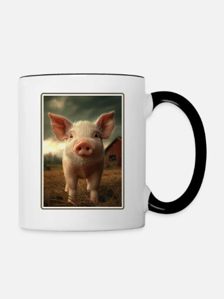 Schweine Schwein - Tasse zweifarbig - Weiß/Schwarz