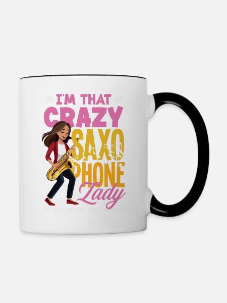 Saxofon - Tasse zweifarbig - Weiß/Schwarz