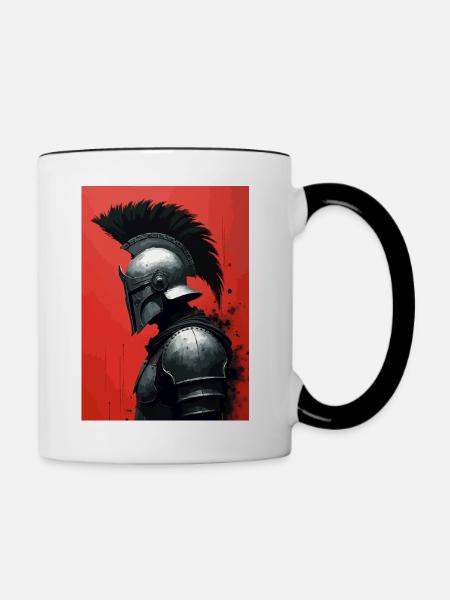 Spartanischer Krieger Rot - Tasse zweifarbig - Weiß/Schwarz