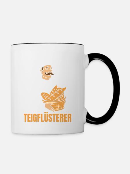 Bäcker Brotkorb Bäckermütze Teigflüsterer - Tasse zweifarbig - Weiß/Schwarz