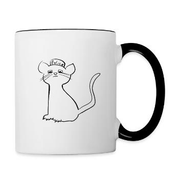 police des chats - Mug contrasté - blanc/noir - Droite