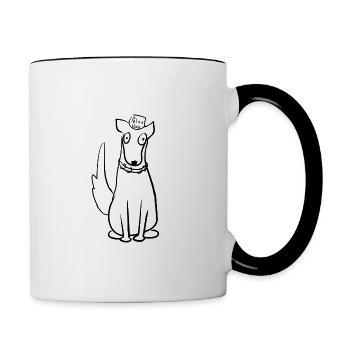 hund wachhund - Tasse zweifarbig - Weiß/Schwarz - Rechts