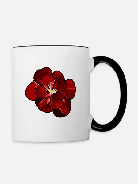 Schöne rote Blüte - Tasse zweifarbig - Weiß/Schwarz
