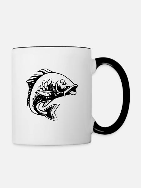 Karpfen Angeln - Tasse zweifarbig - Weiß/Schwarz