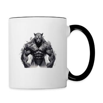 Leopard Muskeln - Tasse zweifarbig - Weiß/Schwarz - Rechts