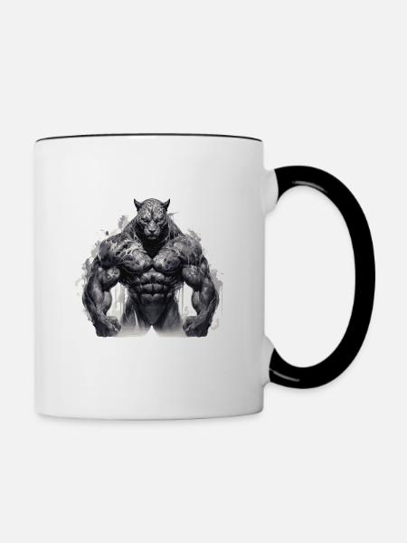 Leopard Muskeln - Tasse zweifarbig - Weiß/Schwarz
