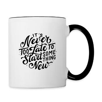 Jamais trop tard - Mug contrasté - blanc/noir - Droite