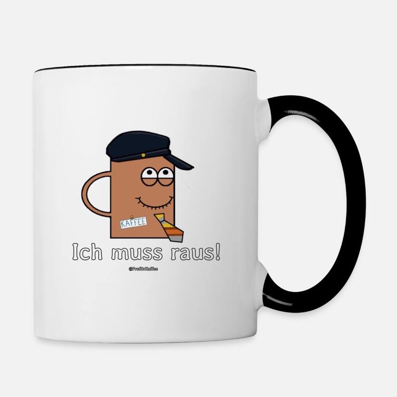 Ich muss raus! - Tasse zweifarbig - Weiß/Schwarz