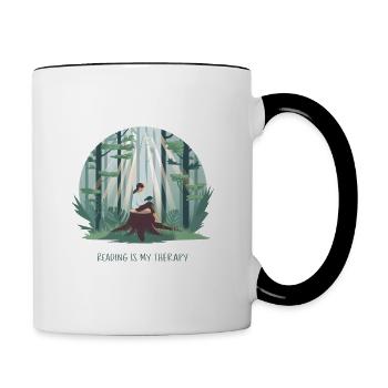 La lecture est ma thérapie – Livres et relaxation - Mug contrasté - blanc/noir - Droite