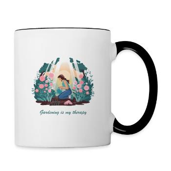 Le jardinage est ma thérapie – Nature & Relaxation - Mug contrasté - blanc/noir - Droite