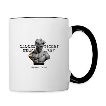 Clocks Tickin Start Live Memento Mori Greek Statue - Tasse zweifarbig - Weiß/Schwarz - Rechts