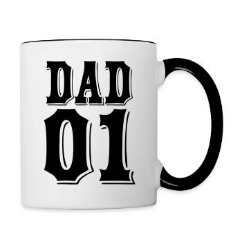 Dad 01 bester Papa Vater Nr. 1 Vatertag Geschenk - Tasse zweifarbig - Weiß/Schwarz - Rechts
