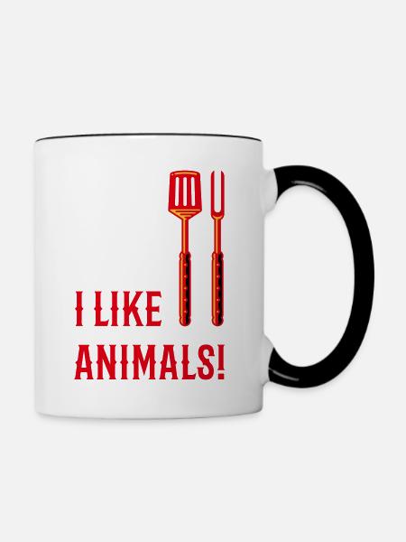 I Like Animals! (Grillbesteck / 3C) - Tasse zweifarbig - Weiß/Schwarz