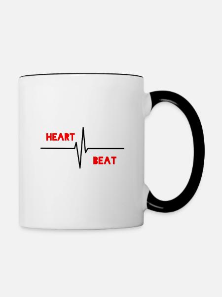 Heart Beat - Tasse zweifarbig - Weiß/Schwarz