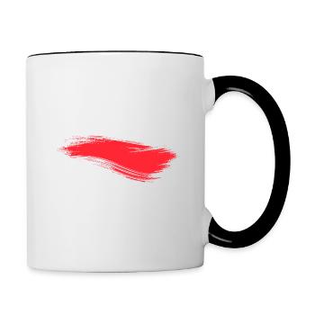 Pinselstrich Linie Rot - Tasse zweifarbig - Weiß/Schwarz - Rechts