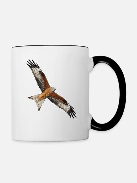 Rotmilan fliegend - Tasse zweifarbig - Weiß/Schwarz