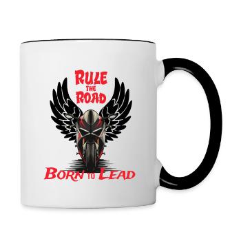 Freedom Trail : Âme de motard, cadeau - Mug contrasté - blanc/noir - Droite