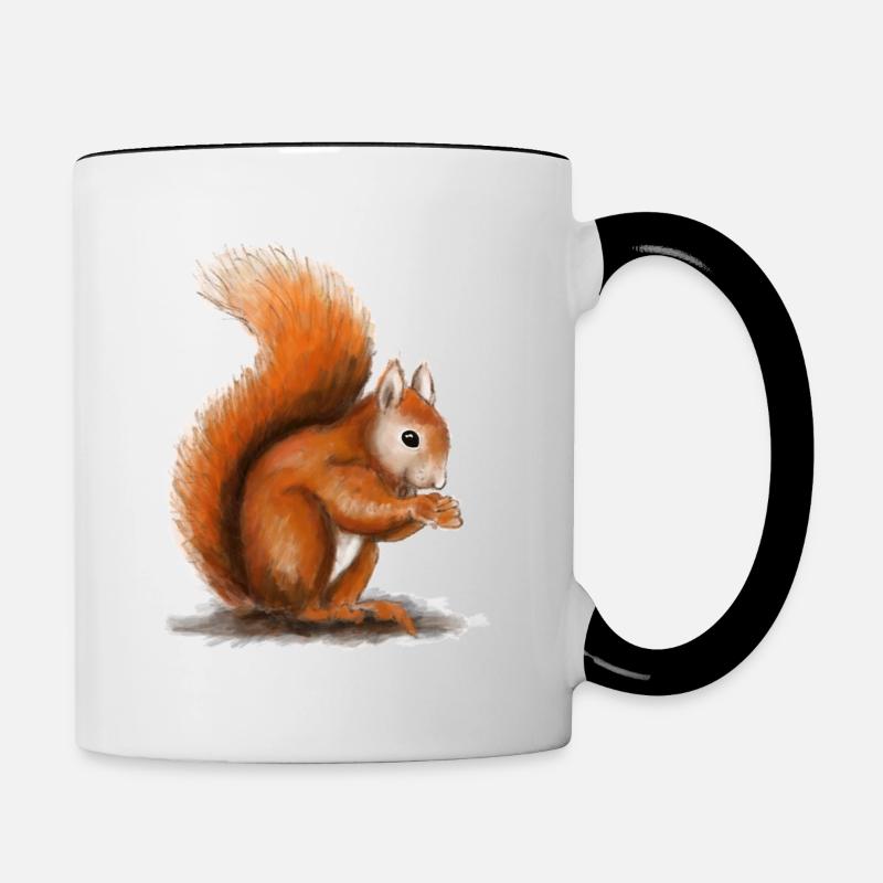 Eichhörnchen Illustration - Tasse zweifarbig - Weiß/Schwarz