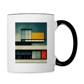 Bauhaus Style Architecture Inspired Design - Contrasting Mug - white/black - Right