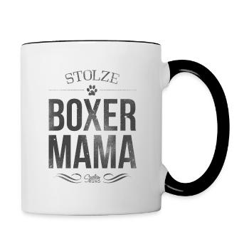 Stolze Boxer-Mama - Tasse zweifarbig - Weiß/Schwarz - Rechts