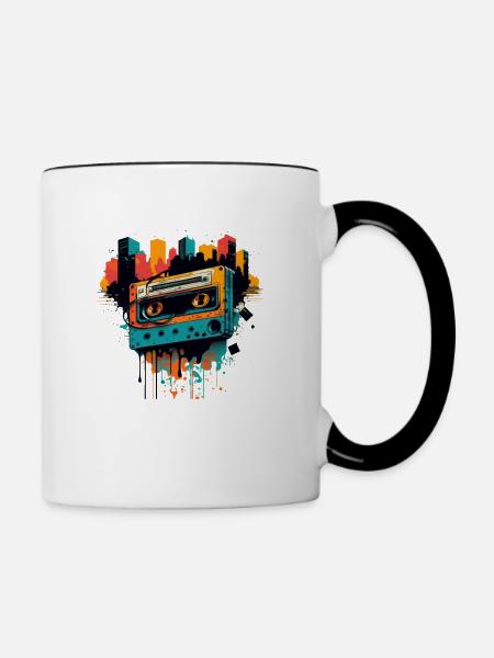 Retro Mixtape - Tasse zweifarbig - Weiß/Schwarz