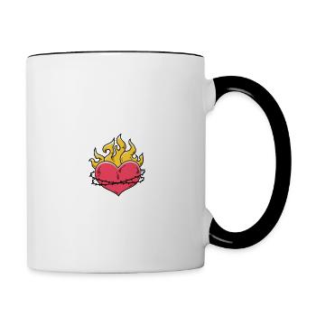 Mein Herz brennt für eine Feuerwehrfrau - Tasse zweifarbig - Weiß/Schwarz - Rechts