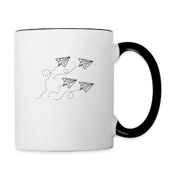 Dessin d'avion en papier - Mug contrasté - blanc/noir - Droite