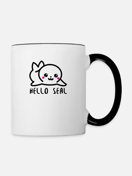 Hello Seal - Tasse zweifarbig - Weiß/Schwarz
