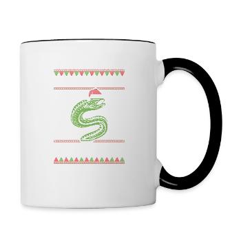 Weihnachten Angeln Angler Fischen Ugly Xmas - Tasse zweifarbig - Weiß/Schwarz - Rechts