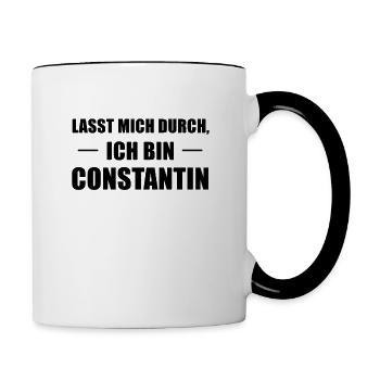 Constantin Name Spruch Geschenk Idee - Tasse zweifarbig - Weiß/Schwarz - Rechts