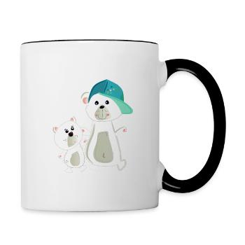 Großer Bruder coole Geschwister Eisbären Freunde - Tasse zweifarbig - Weiß/Schwarz - Rechts