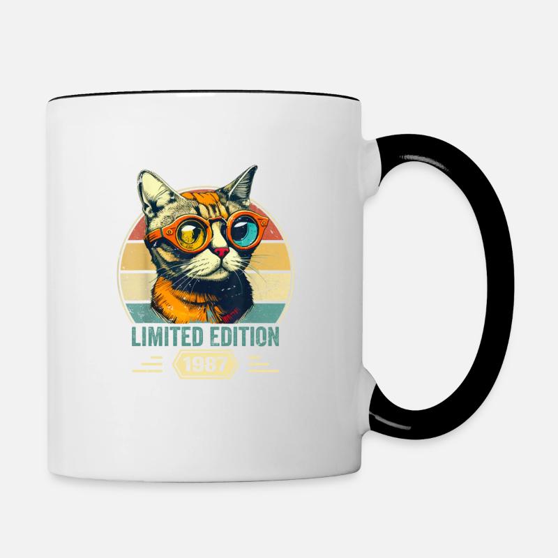 Awesome since 1987 Cat Birthday Gift - Contrasting Mug - white/black