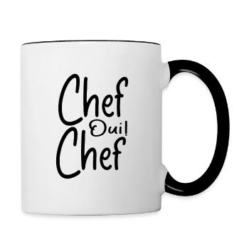 Chef Oui Chef - Humour Chef - Mug contrasté - blanc/noir - Droite