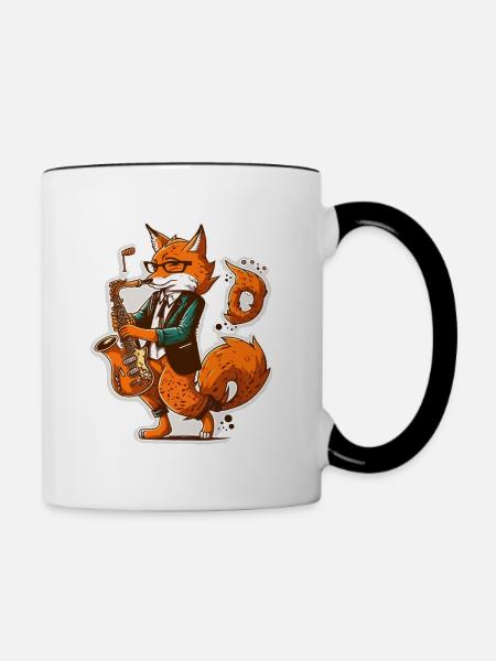 Jazziger Fuchs - Tasse zweifarbig - Weiß/Schwarz