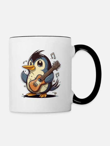 Rockin Pinguin - Tasse zweifarbig - Weiß/Schwarz