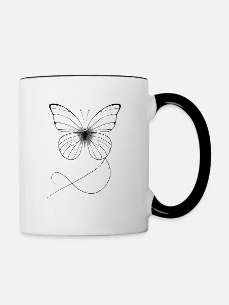 Filigraner Schmetterling - Tasse zweifarbig - Weiß/Schwarz