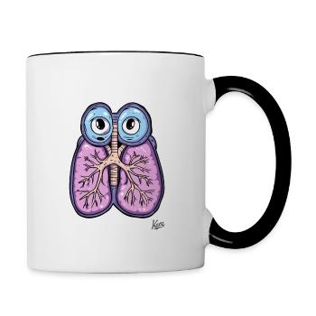 Drôles de poumons avec des yeux : respirez profondément ! - Mug contrasté - blanc/noir - Droite