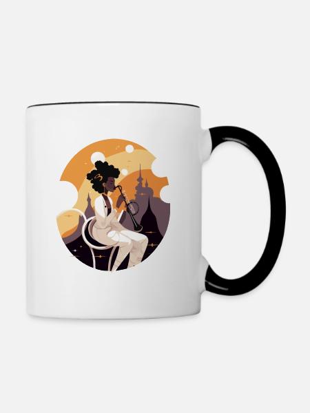Flöte Zauberin - Tasse zweifarbig - Weiß/Schwarz