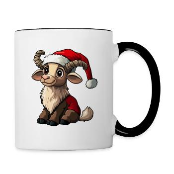 Steinböcke Weihnachten / Weihnachtsmann Steinbock - Tasse zweifarbig - Weiß/Schwarz - Rechts