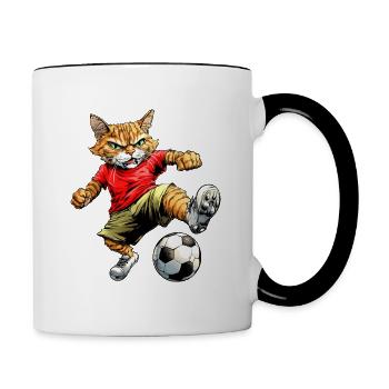 Cat Football - Contrasting Mug - white/black - Right
