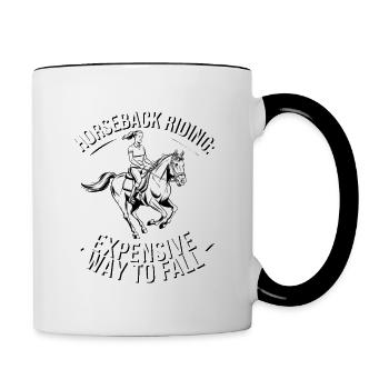 Façon coûteuse de tomber – Riding & Horse Love - Mug contrasté - blanc/noir - Droite