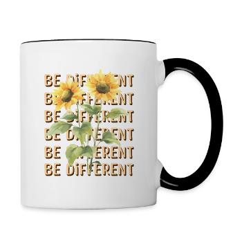BE DIFFERENT Tournesol Amour de soi Positivité - Mug contrasté - blanc/noir - Droite