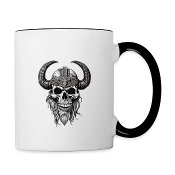 Crâne viking à celui qui a tout laissé derrière lui - Mug contrasté - blanc/noir - Droite