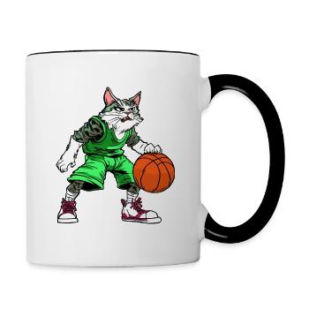 Basket-ball pour chats - Mug contrasté - blanc/noir - Droite
