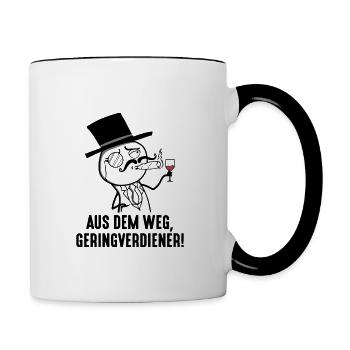 Aus dem Weg Geringverdiener Meme Trader Millionär - Tasse zweifarbig - Weiß/Schwarz - Rechts