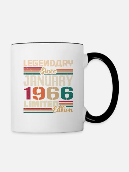 Geburtstagsgeschenk Geboren Im Januar 1966 - 1966 - Tasse zweifarbig - Weiß/Schwarz